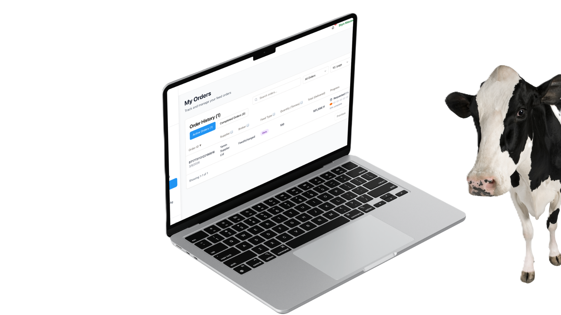 Laptop showing FeedXchange dashboard interface